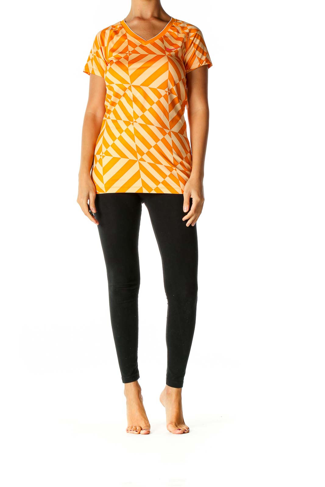 Orange Graphic Print Activewear T-Shirt