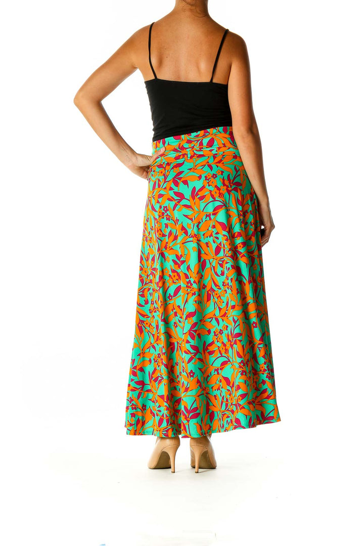 Orange Printed All Day Wear A-Line Skirt