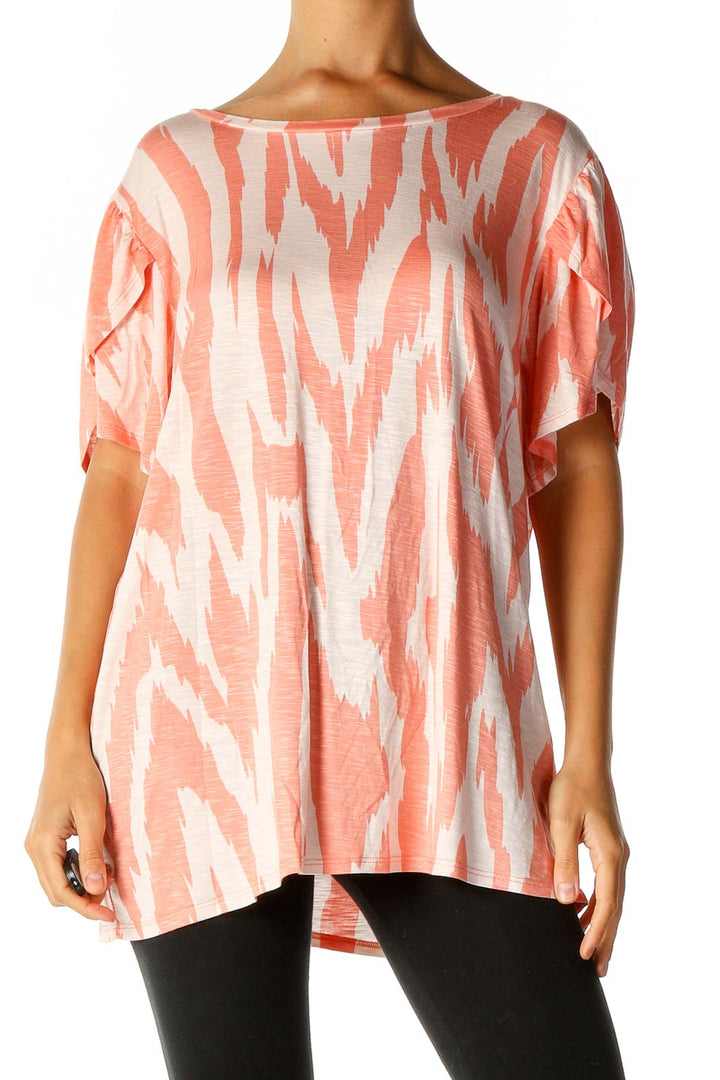 Orange Graphic Print Casual Blouse