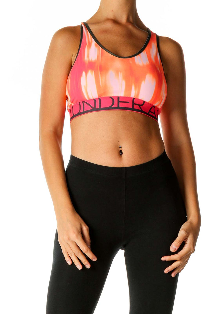 Orange Graphic Print Activewear Top