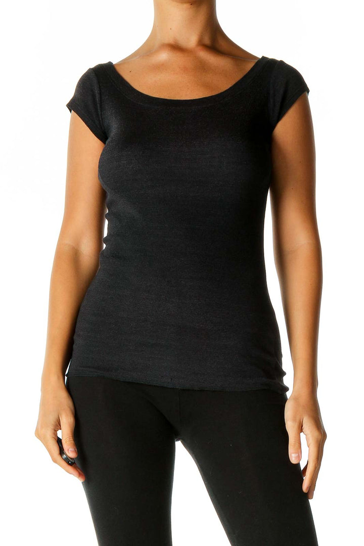 Black Solid Casual Blouse