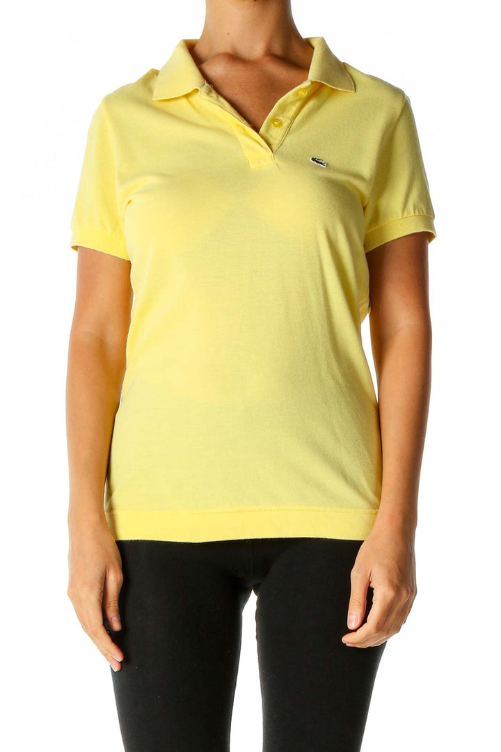 Yellow Solid Casual Polo Shirt