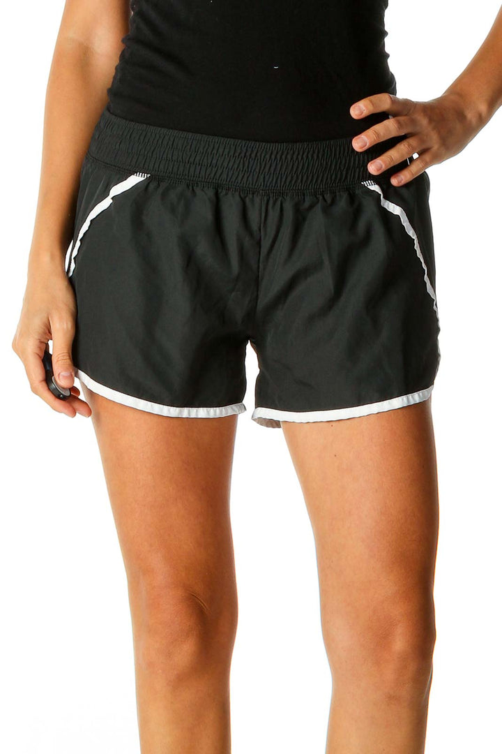 Black Solid Activewear Shorts