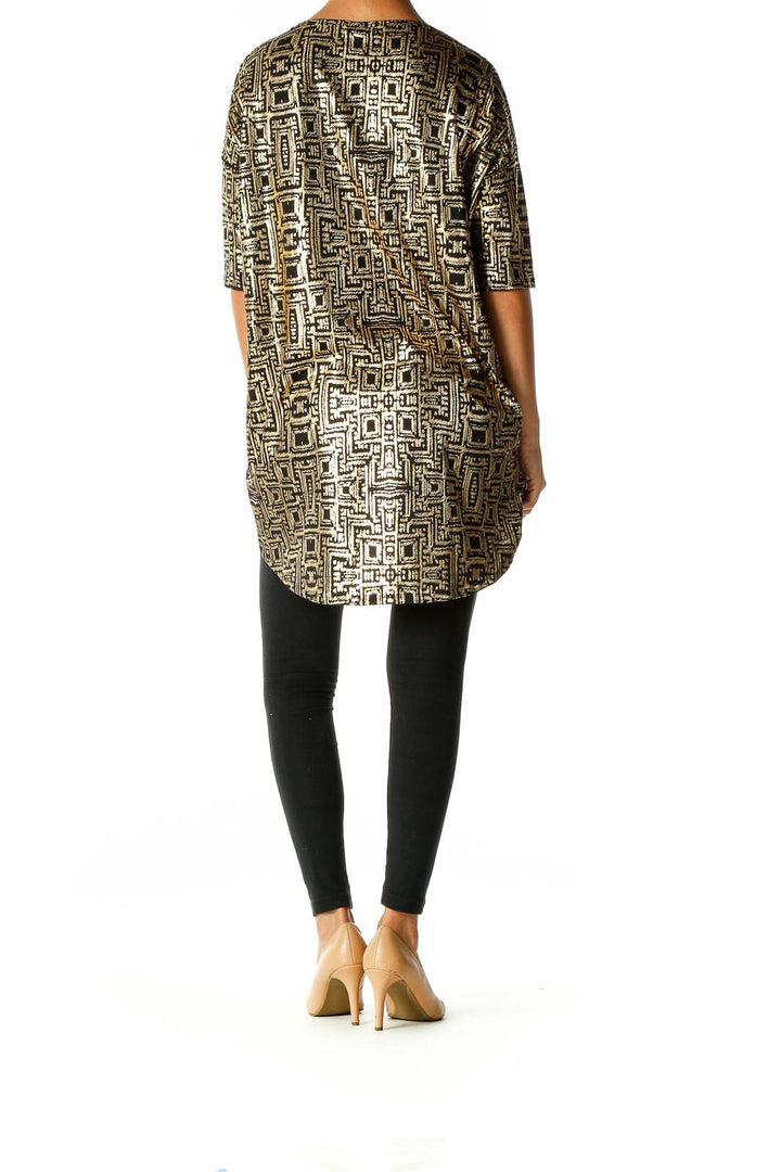 Black Graphic Print Party Blouse