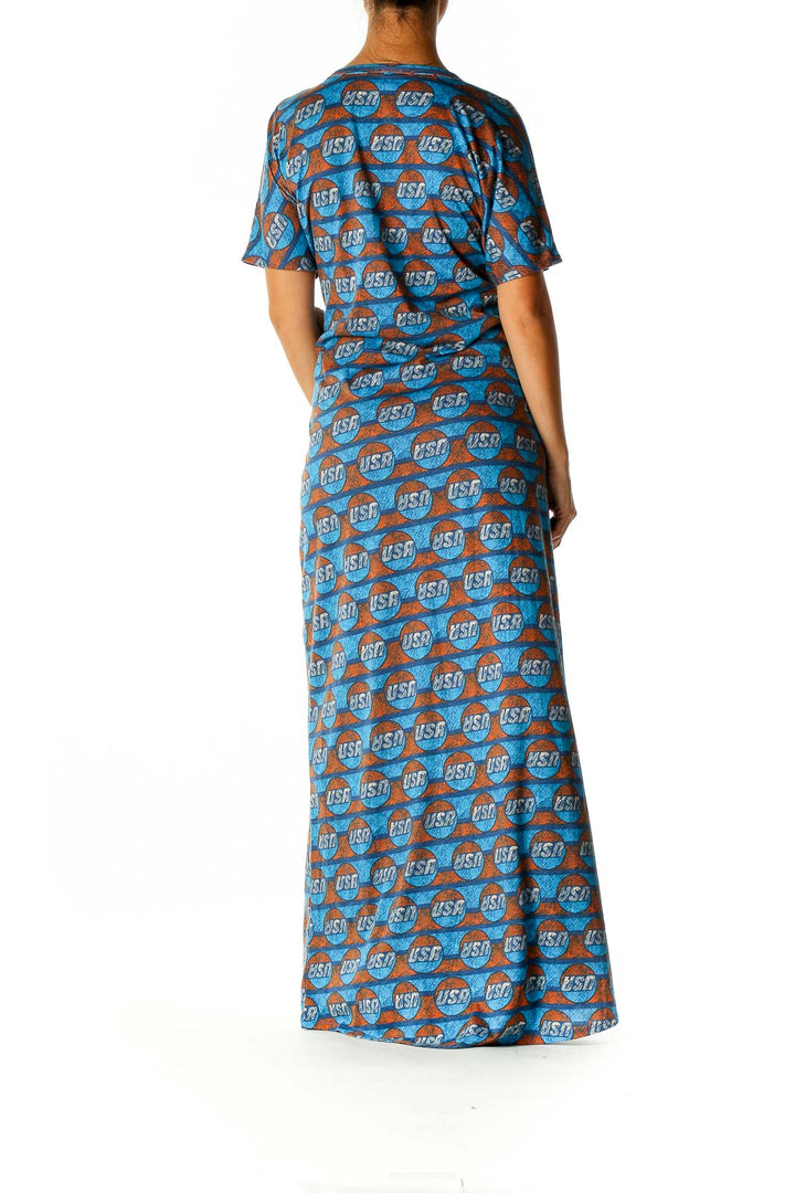 Blue Graphic Day A-Line Dress