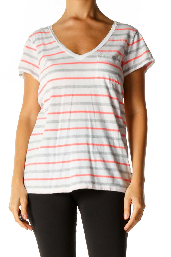 White Striped Casual T-Shirt