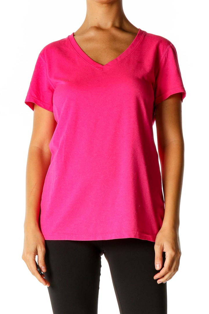 Pink Solid Activewear T-Shirt