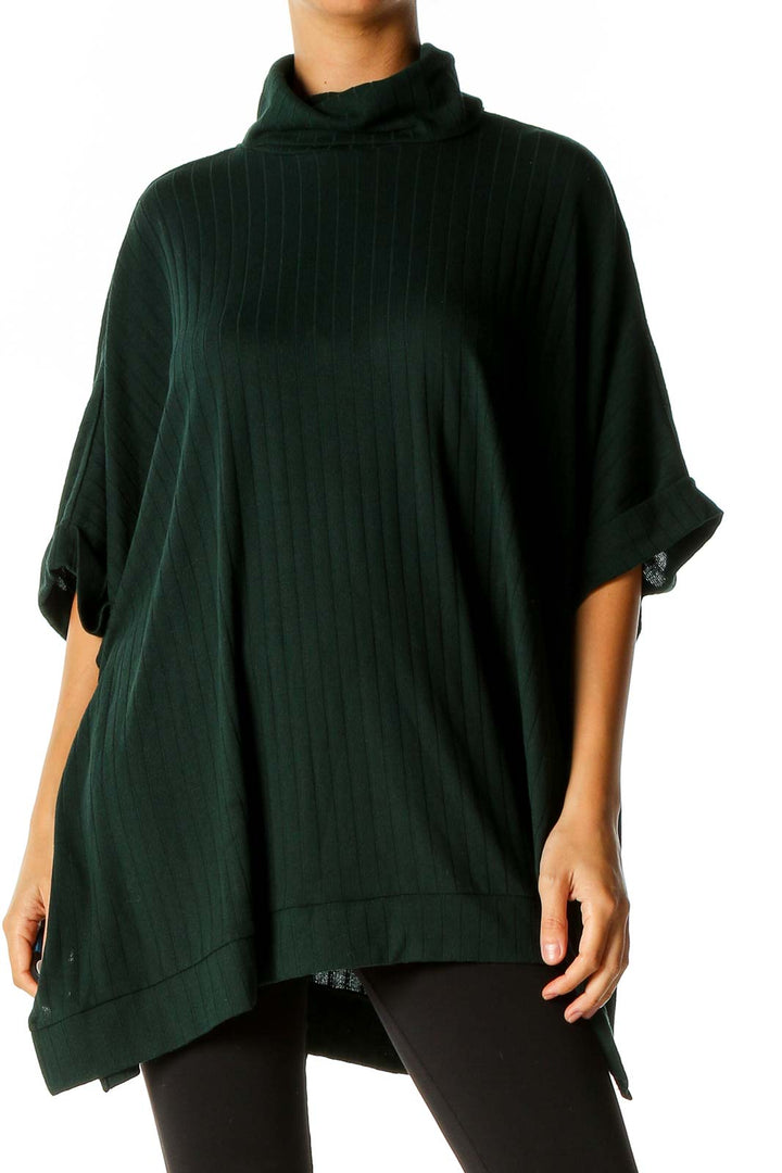 Green Solid Retro Sweater