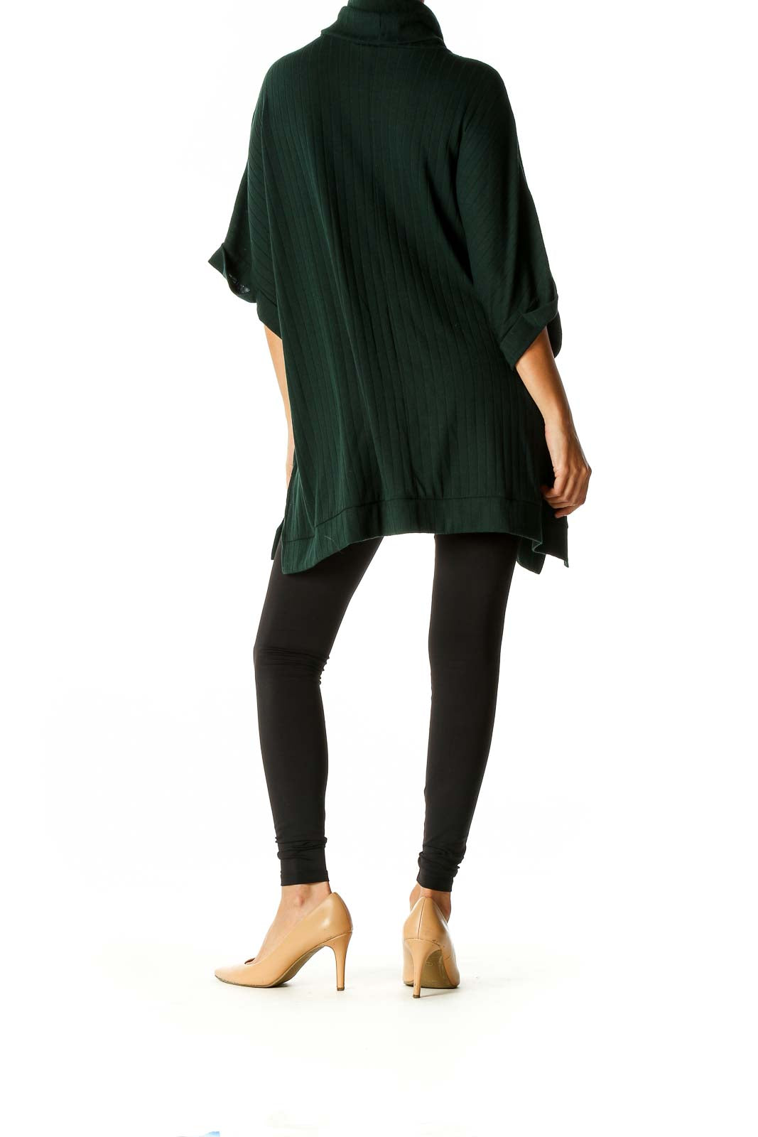 Green Solid Retro Sweater