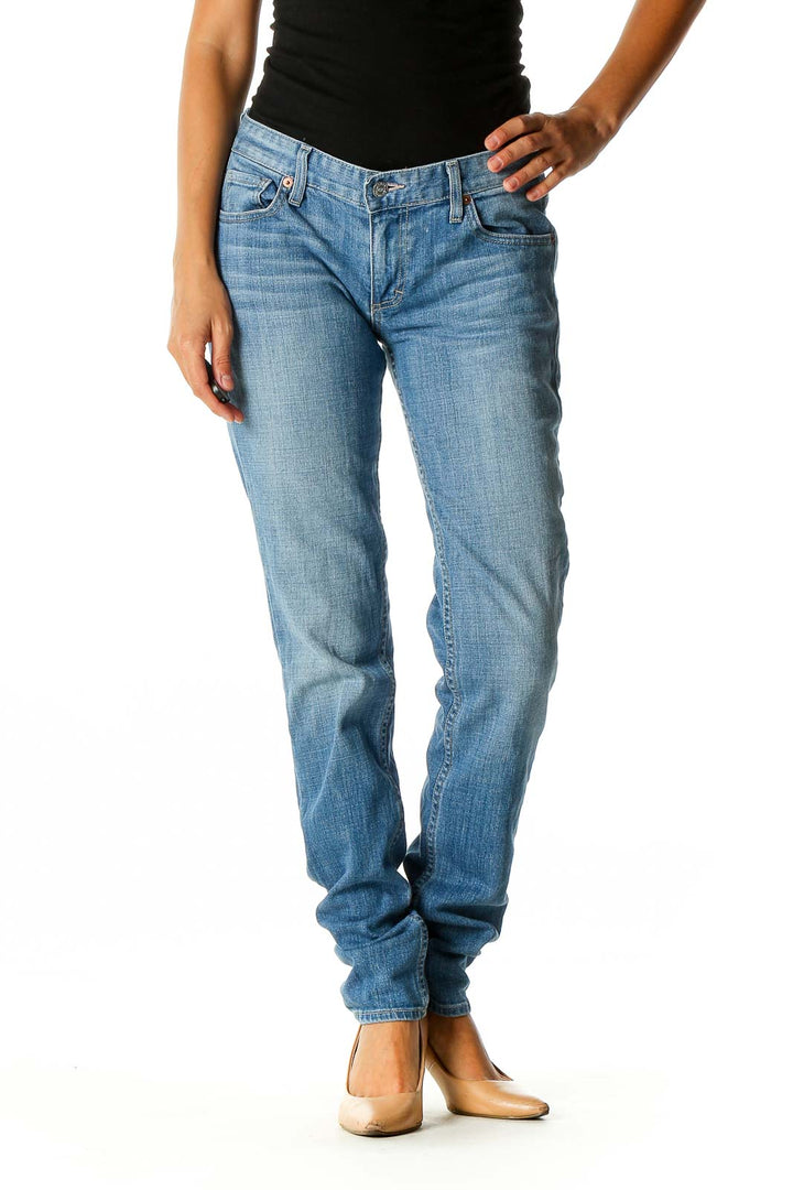 Blue Straight Leg Jeans