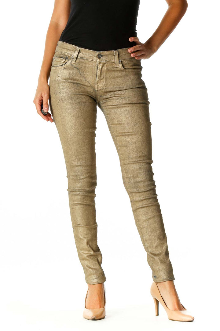 Gold Painted Skinny Jeans