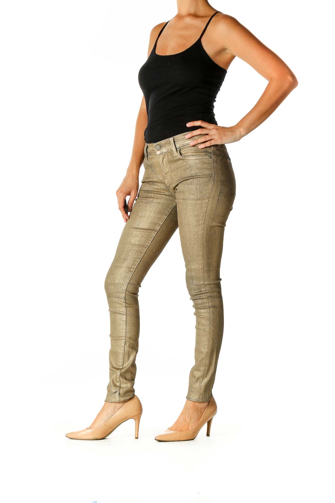 Gold Painted Skinny Jeans