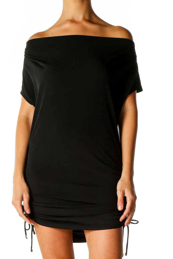 Black Solid Chic Sheath Dress