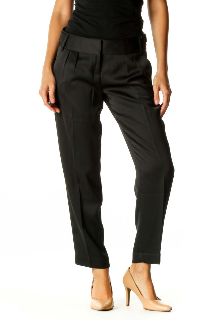 Black Solid Classic Trousers