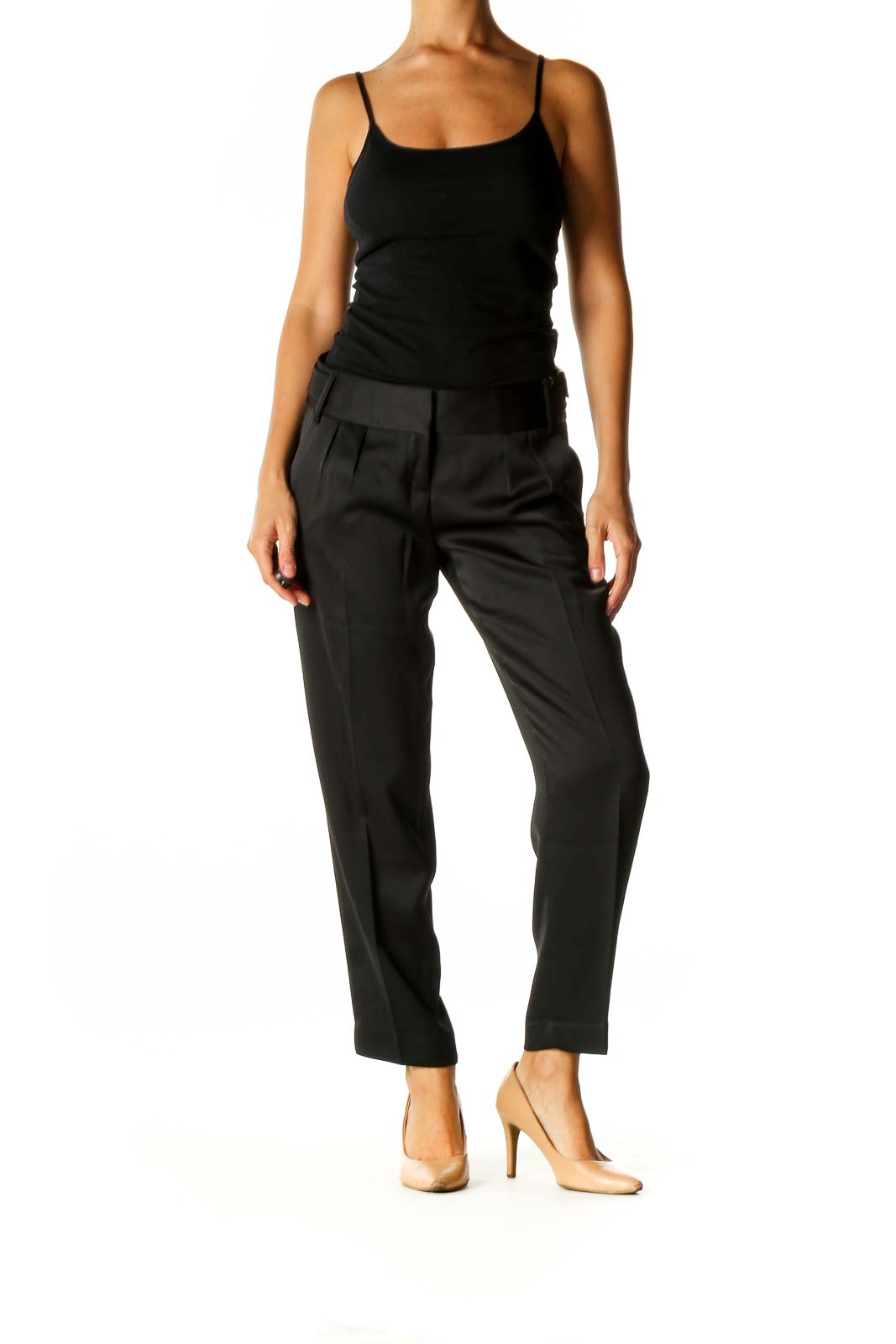 Black Solid Classic Trousers