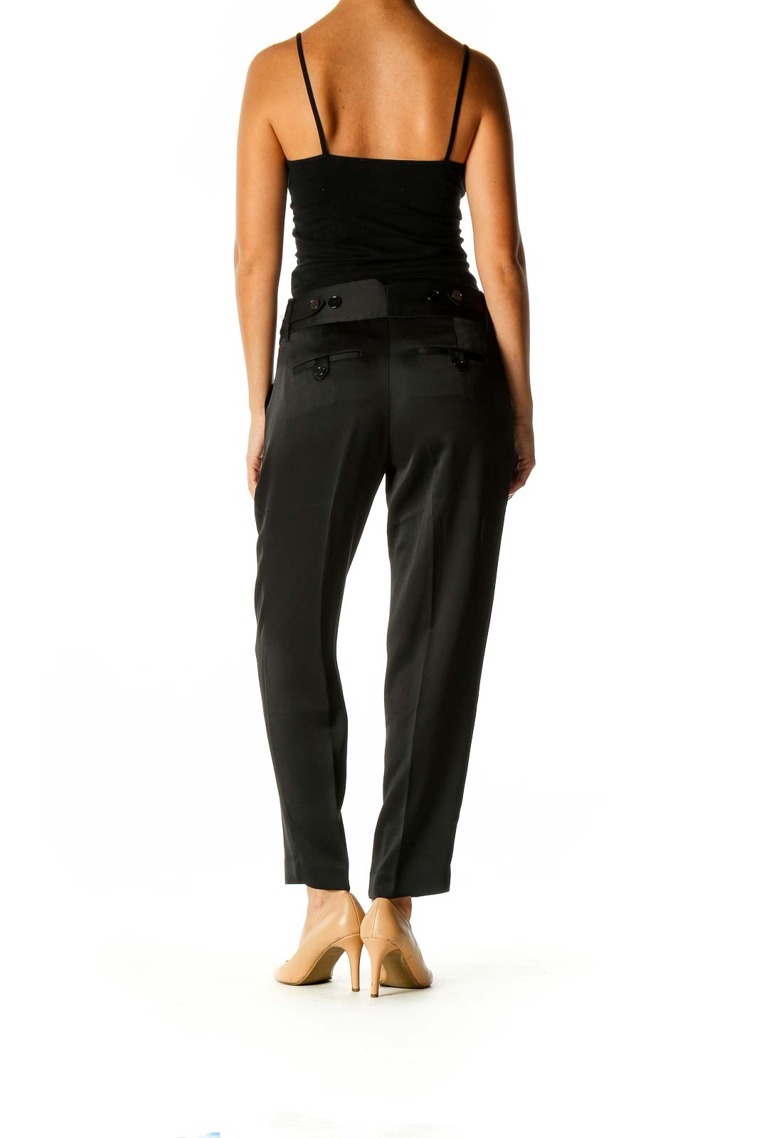 Black Solid Classic Trousers