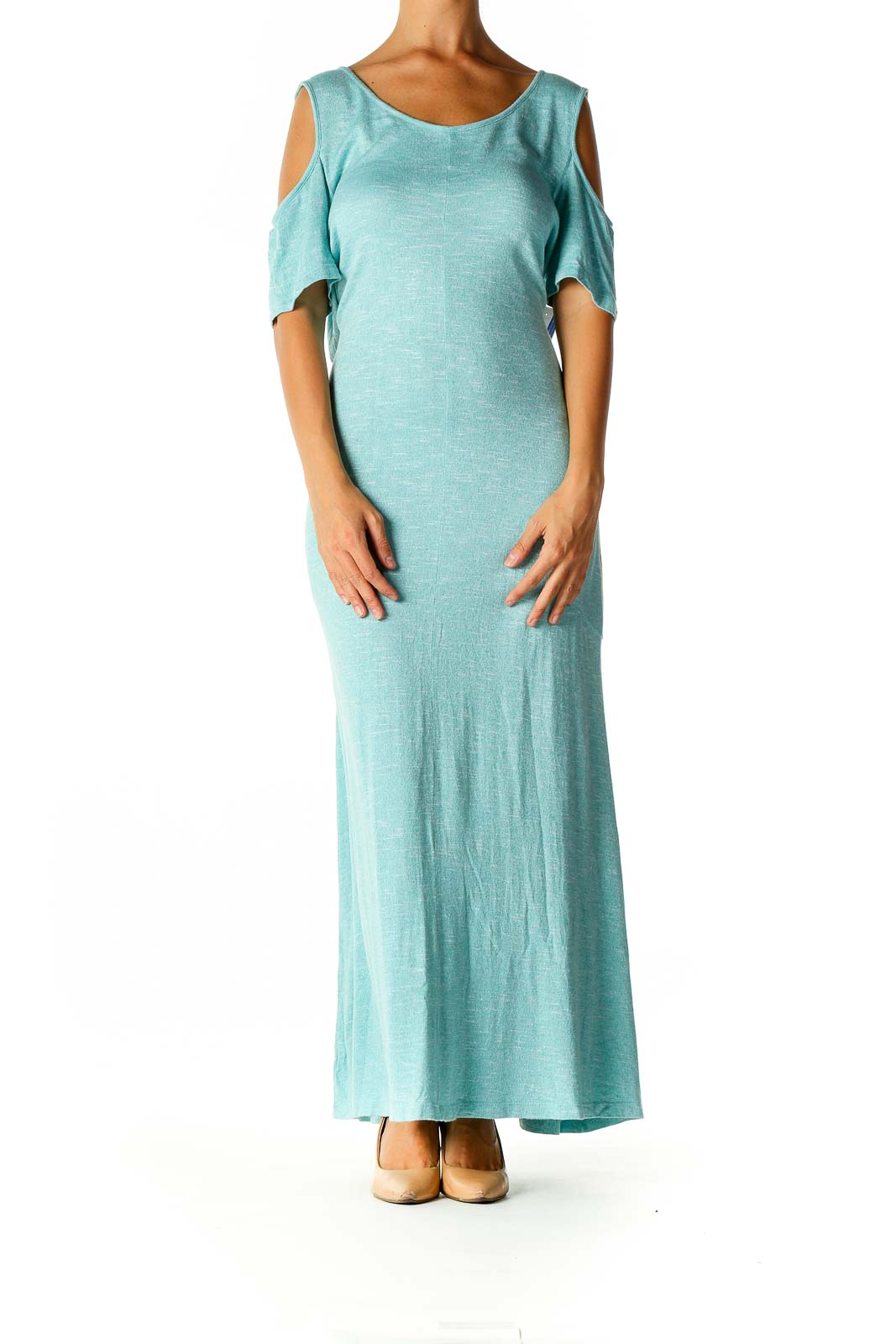 Blue Solid Day Column Dress