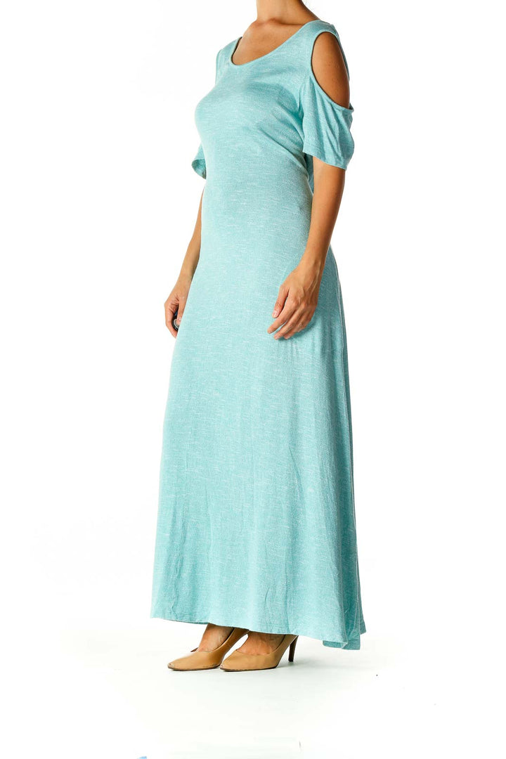 Blue Solid Day Column Dress