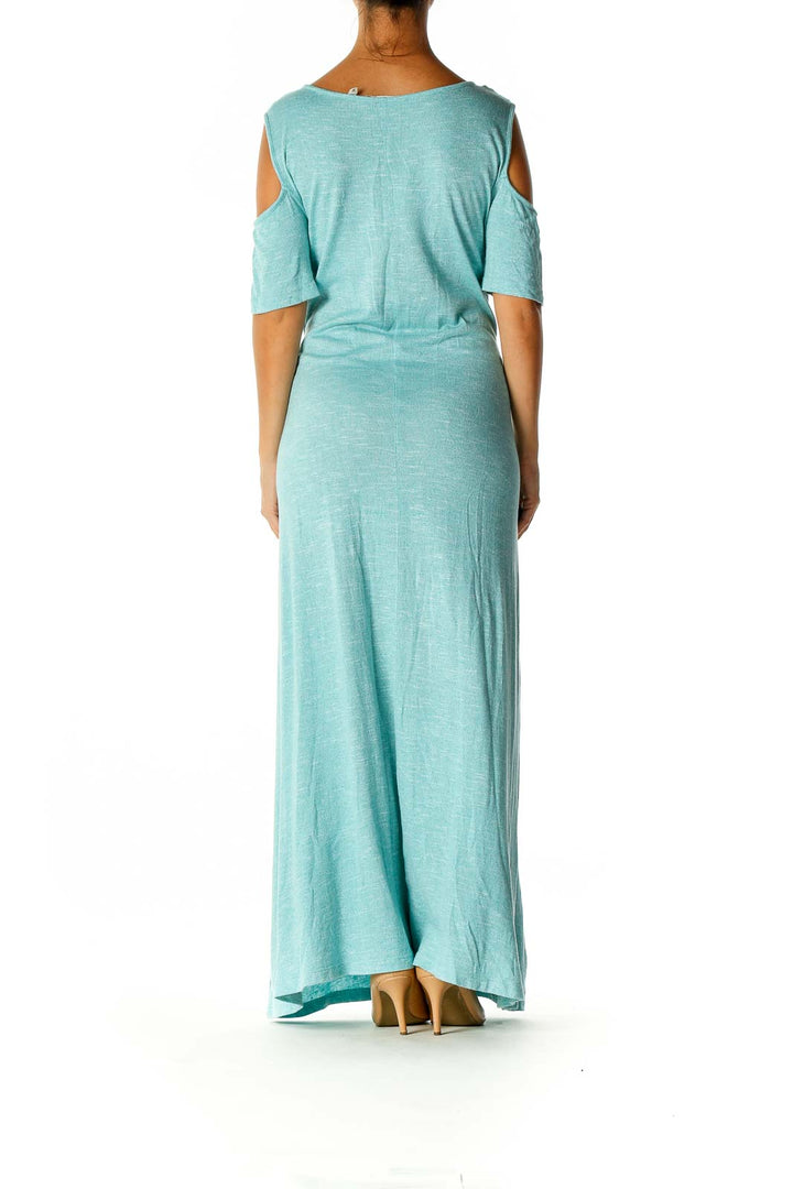 Blue Solid Day Column Dress