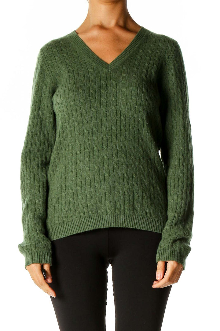 Green Textured Casual Sweater