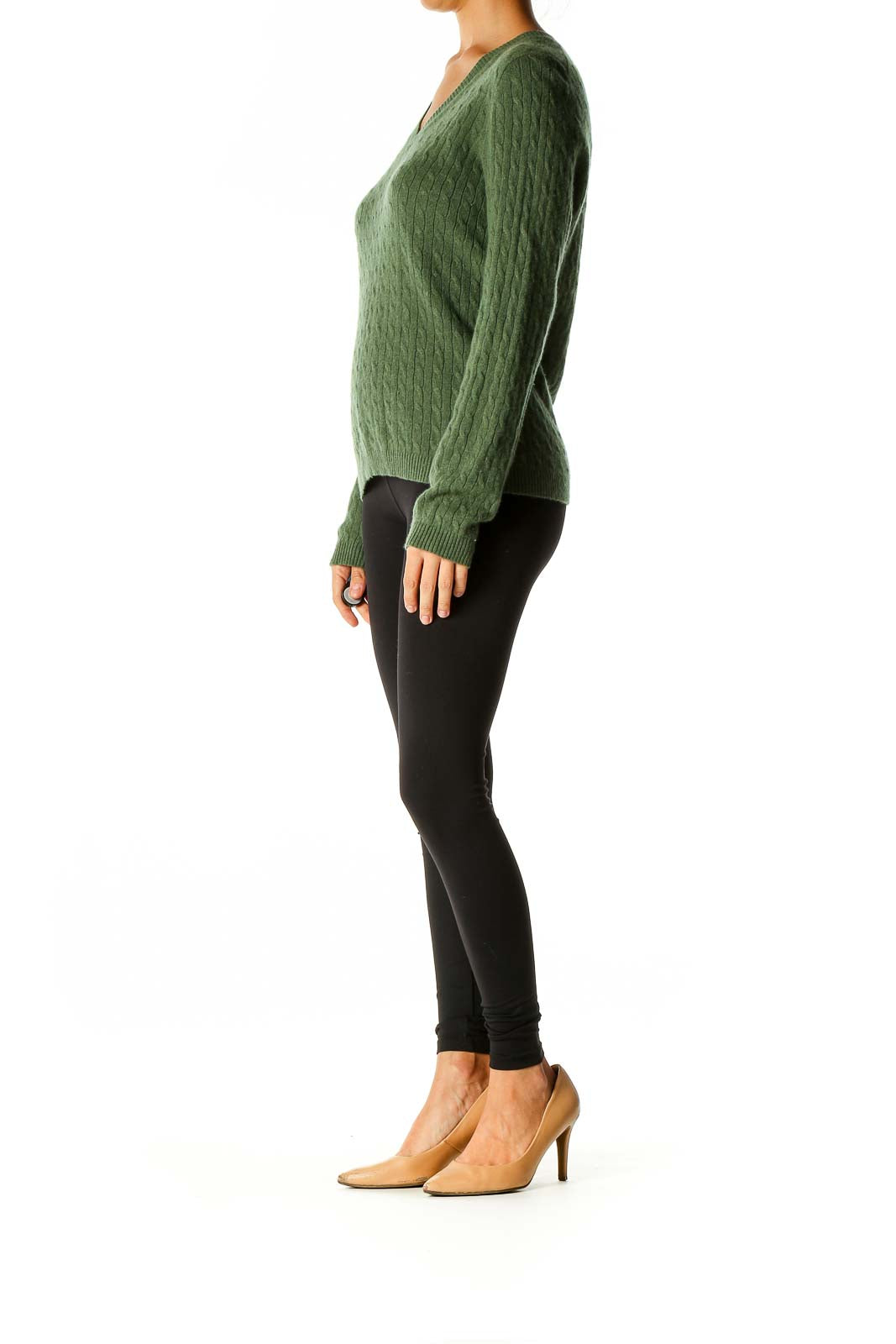 Green Textured Casual Sweater