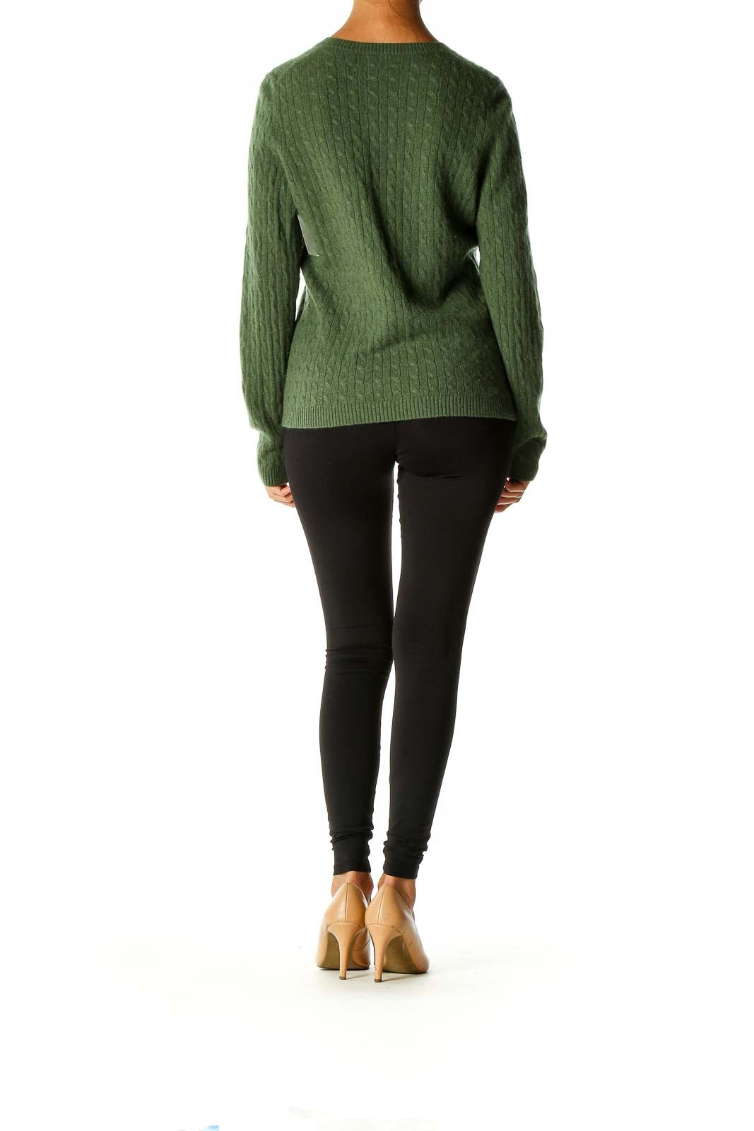 Green Textured Casual Sweater