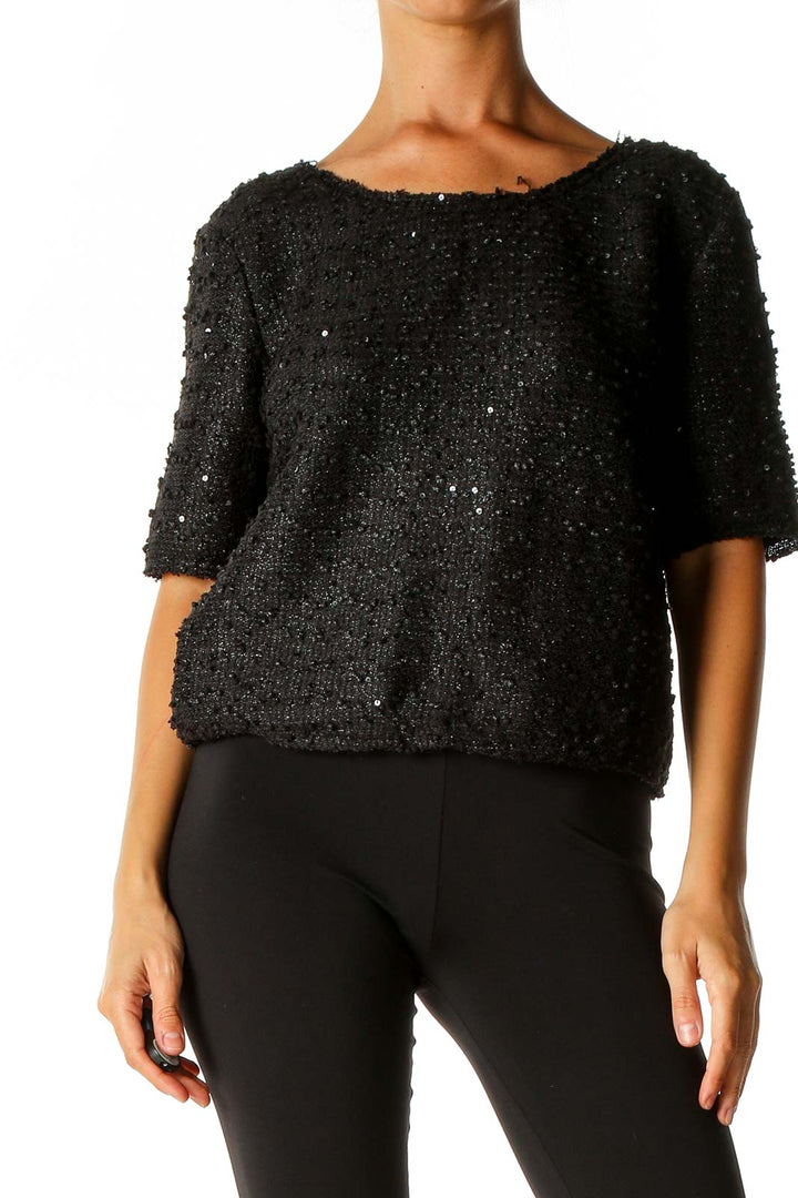 Black Sequin Party Sweater