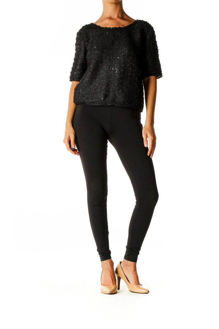 Black Sequin Party Sweater