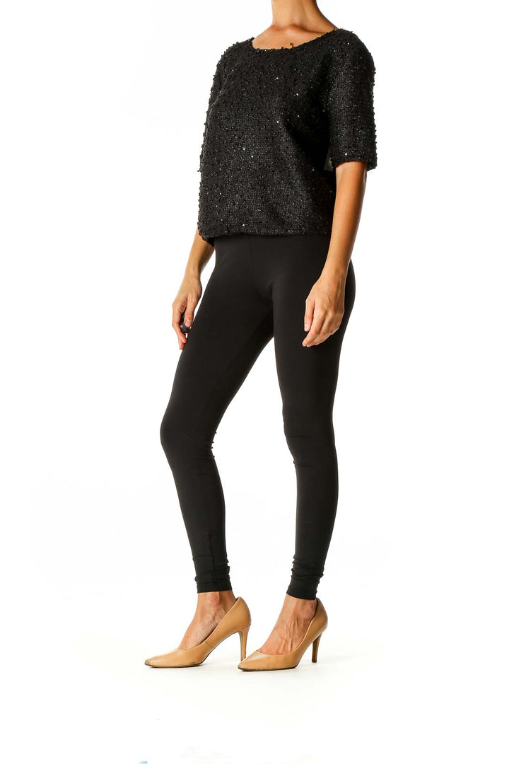 Black Sequin Party Sweater