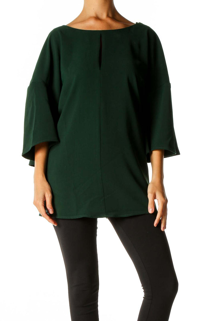 Green Solid Retro Blouse