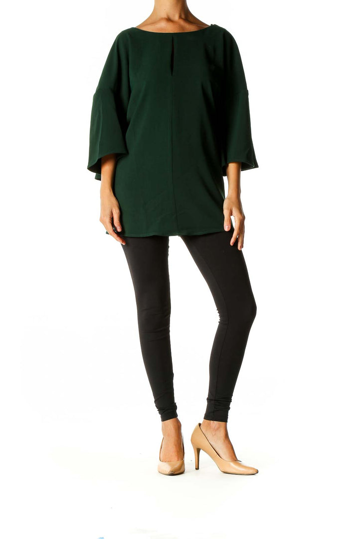 Green Solid Retro Blouse