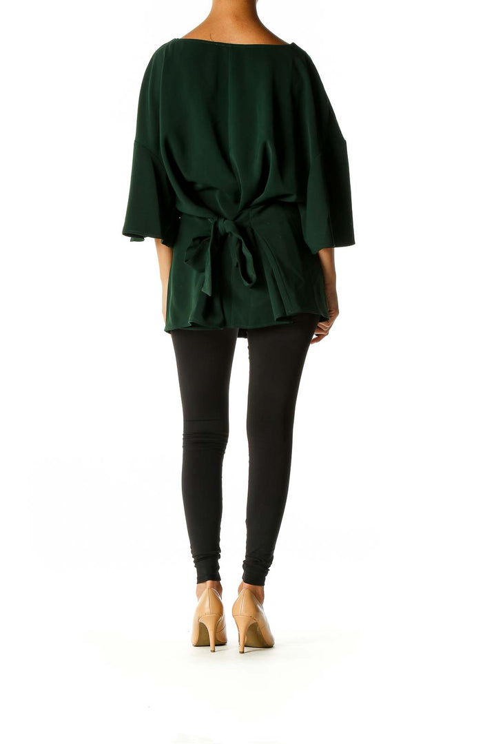 Green Solid Retro Blouse