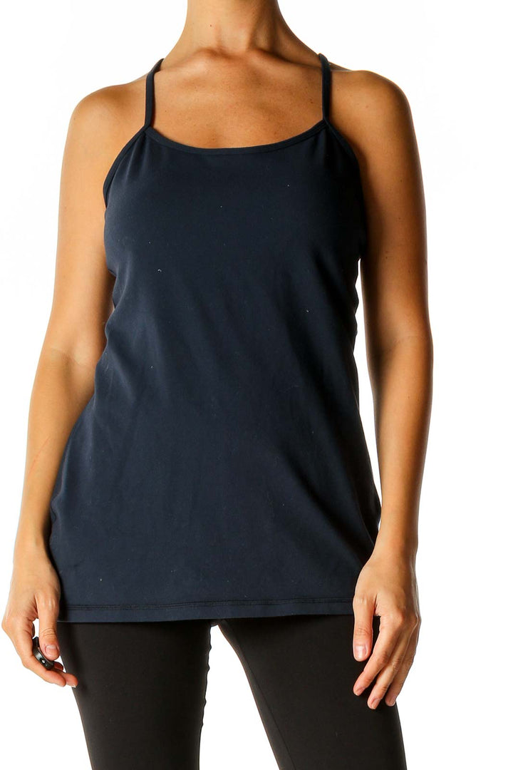 Blue Solid Activewear Tank Top