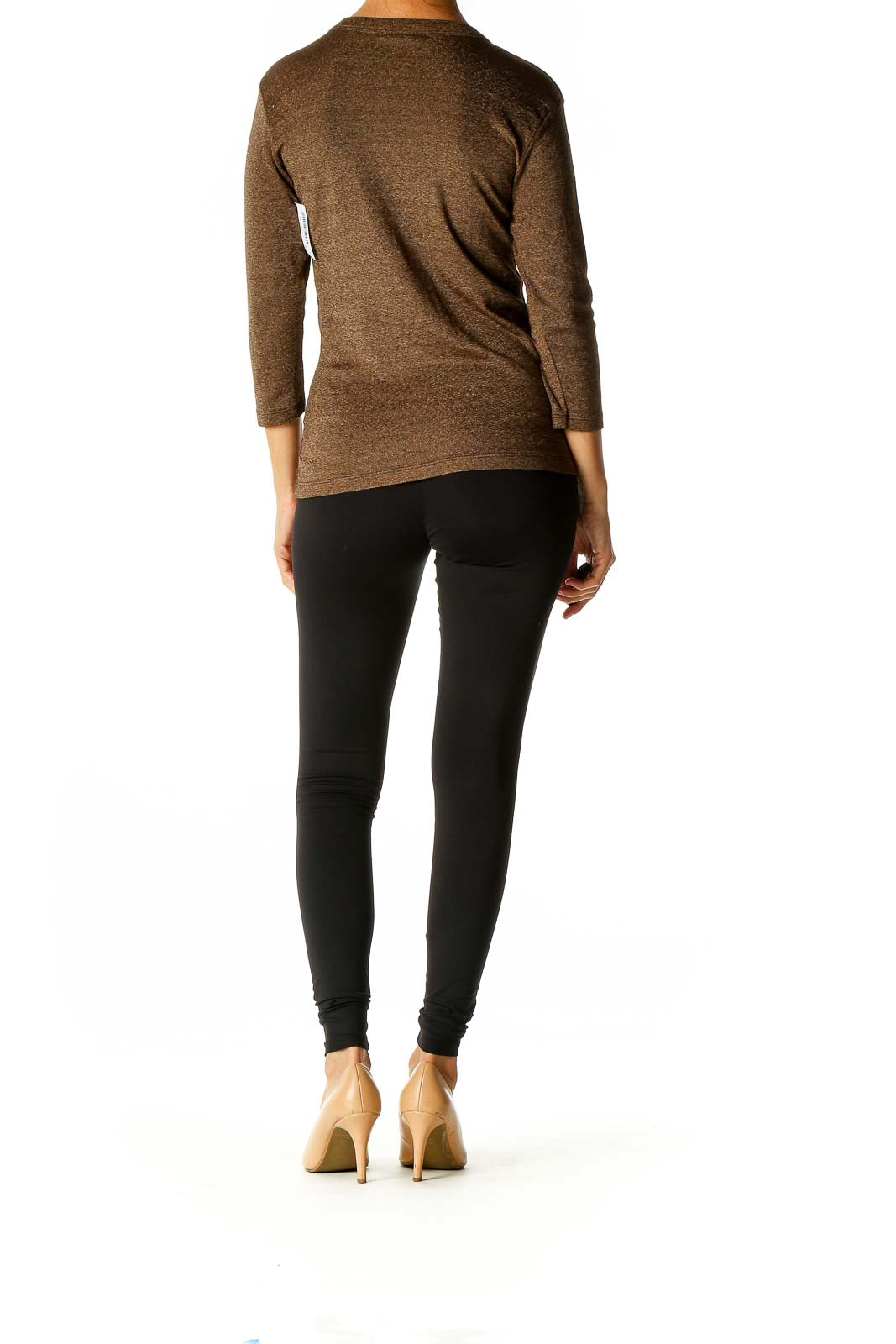 Brown Solid Casual Sweater