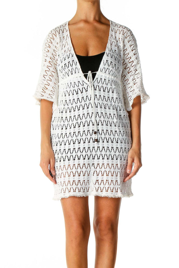 White Textured Coverup Dress