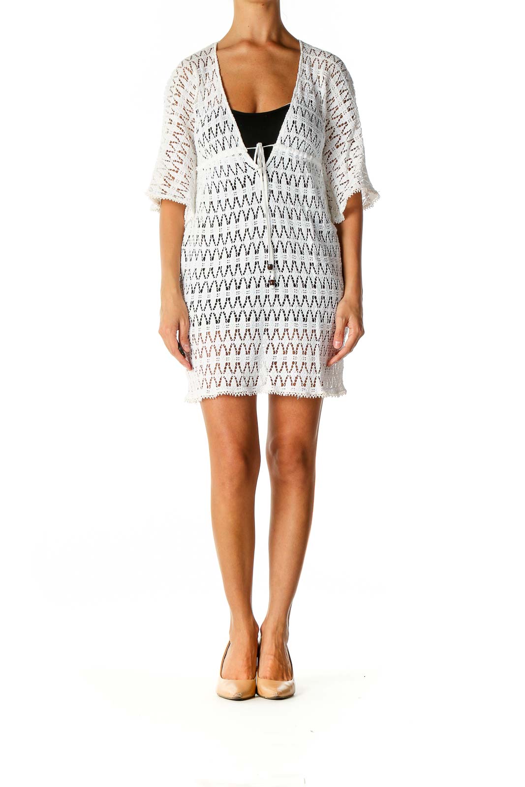 White Textured Coverup Dress