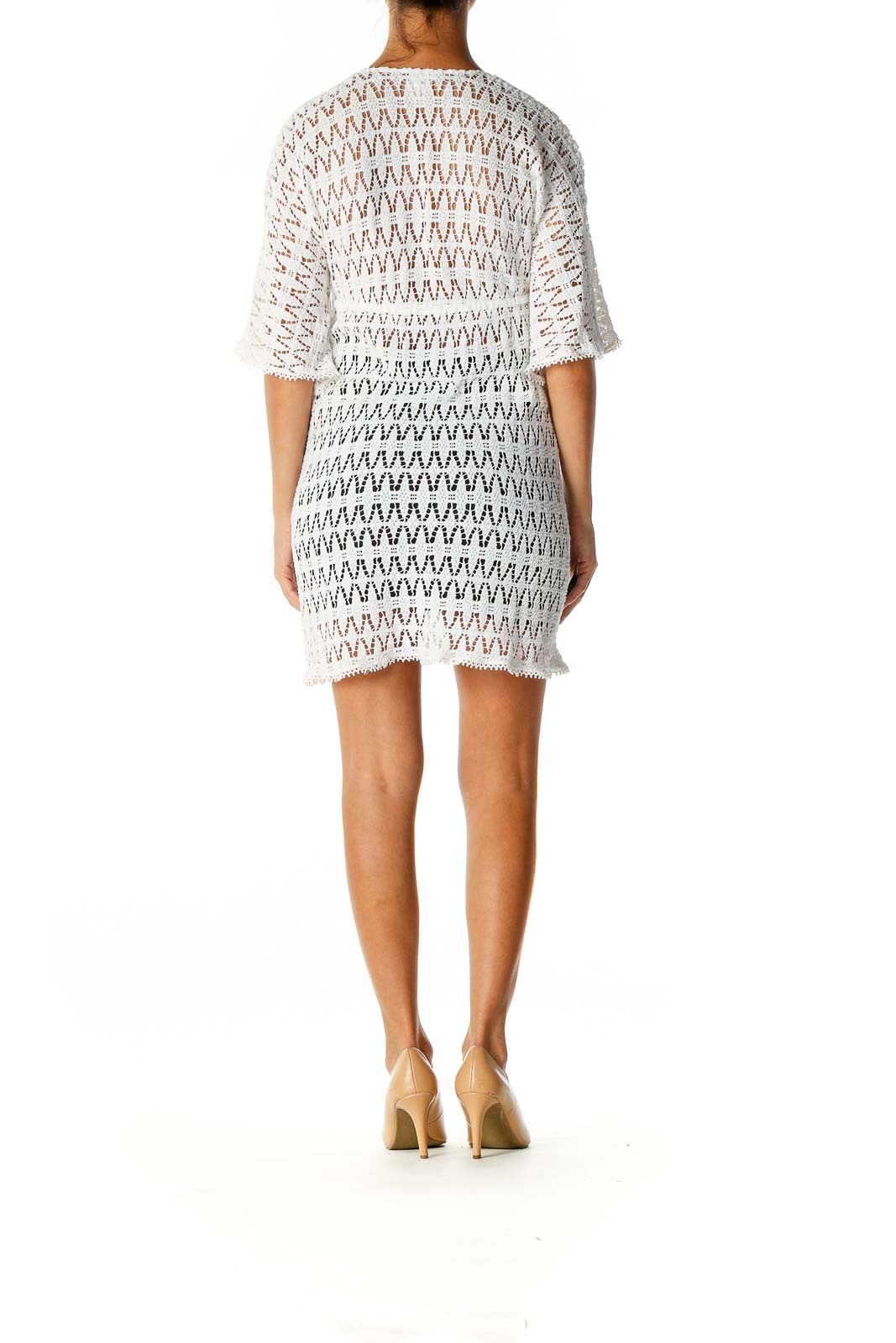 White Textured Coverup Dress