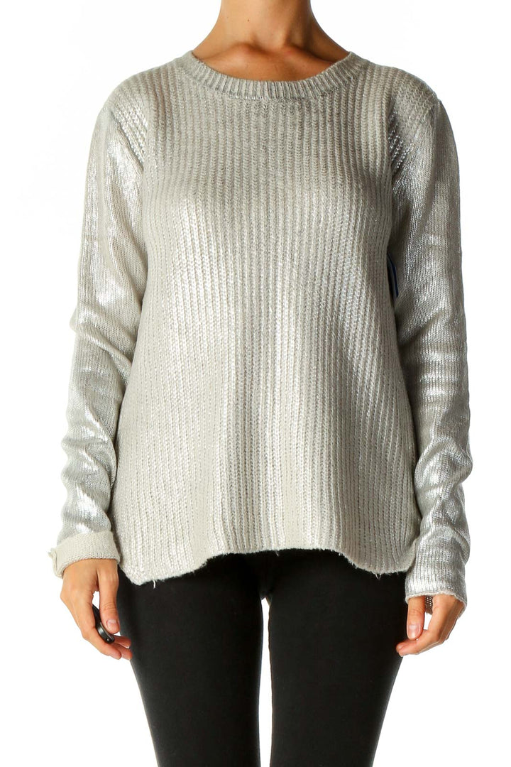 Gray Textured Punk Sweater