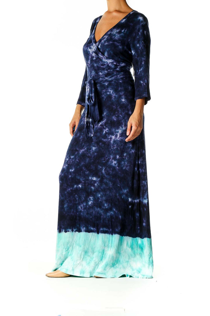 Blue Tie And Dye Column Dress