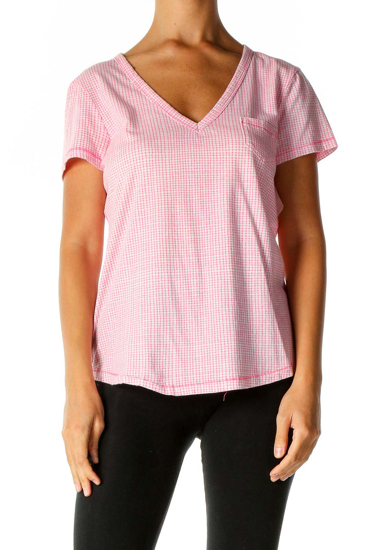 Pink Printed Casual T-Shirt