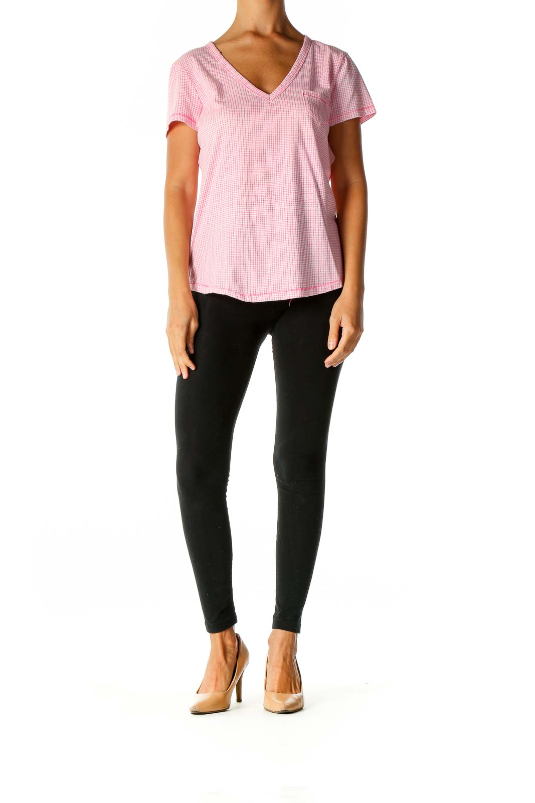 Pink Printed Casual T-Shirt