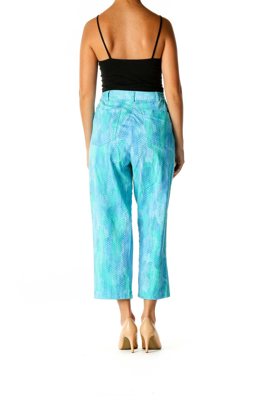 Blue Printed Casual Trousers