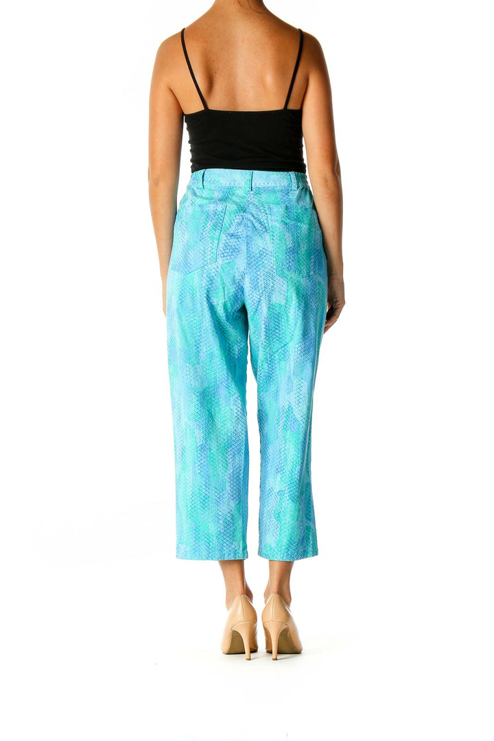 Blue Printed Casual Trousers