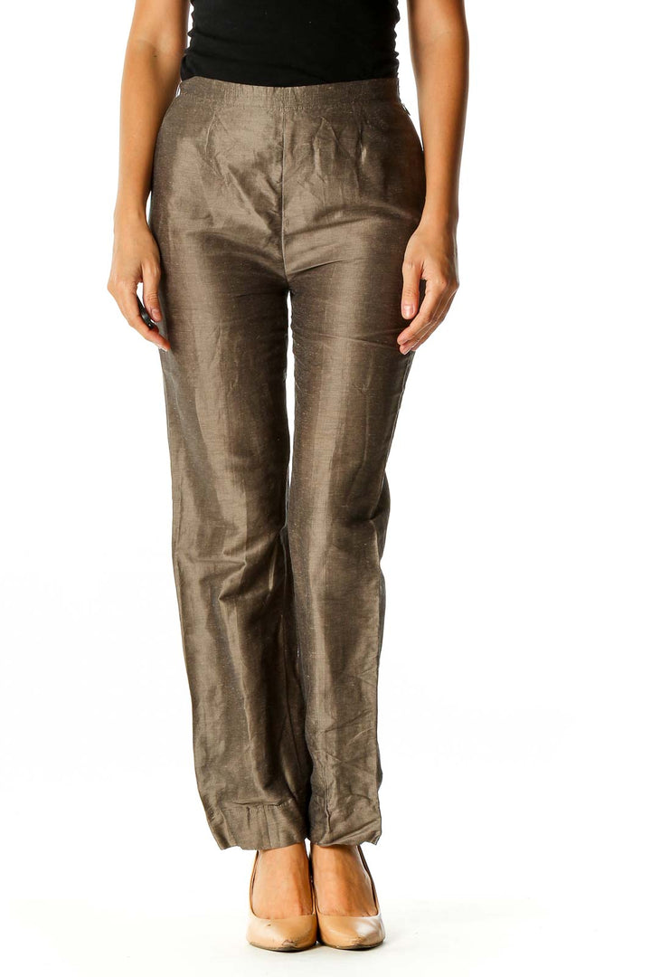 Brown Textured Party Trousers