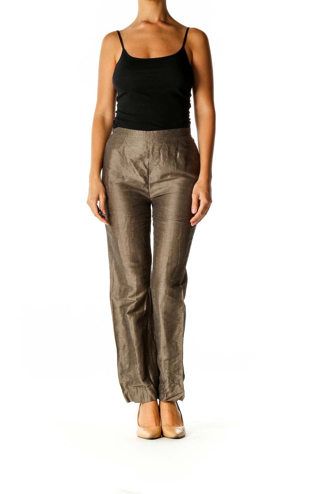 Brown Textured Party Trousers