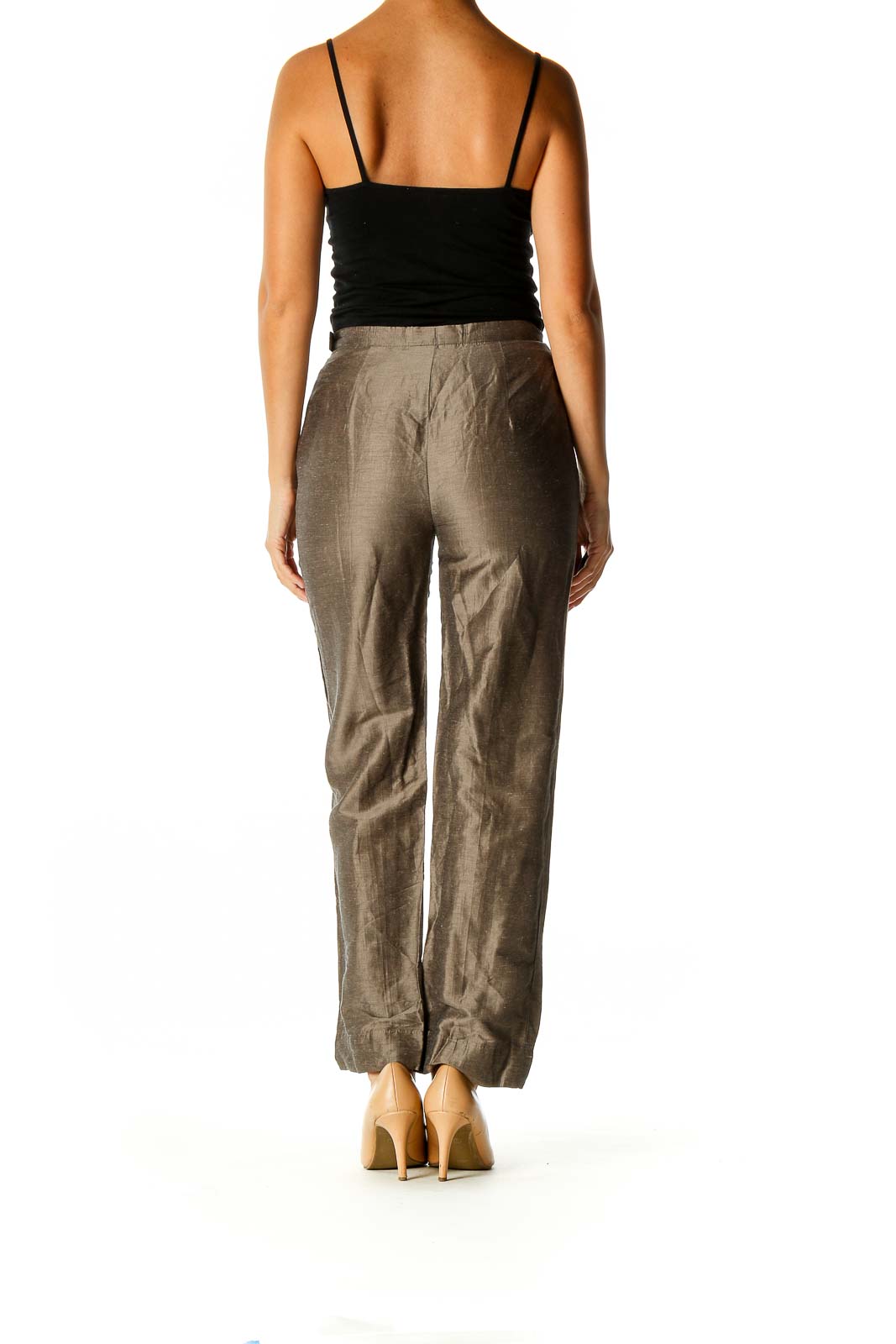 Brown Textured Party Trousers