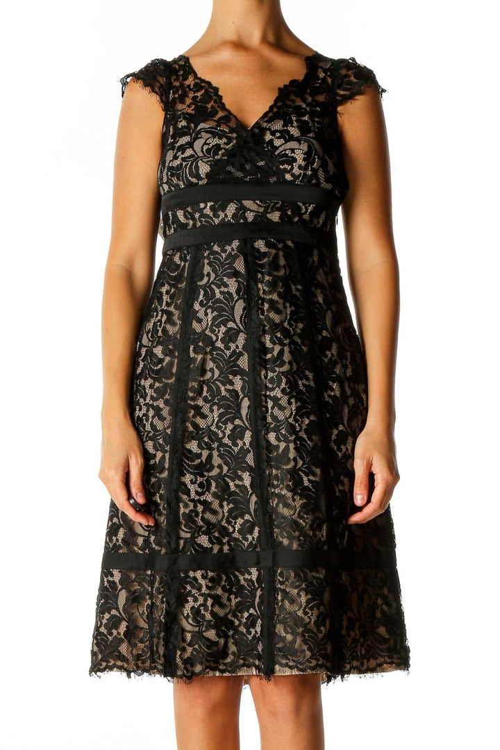 Black Lace Semiformal Fit & Flare Dress