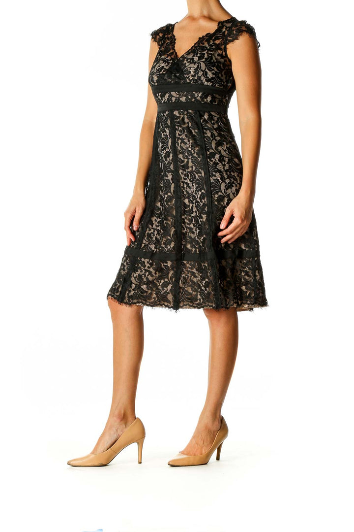 Black Lace Semiformal Fit & Flare Dress