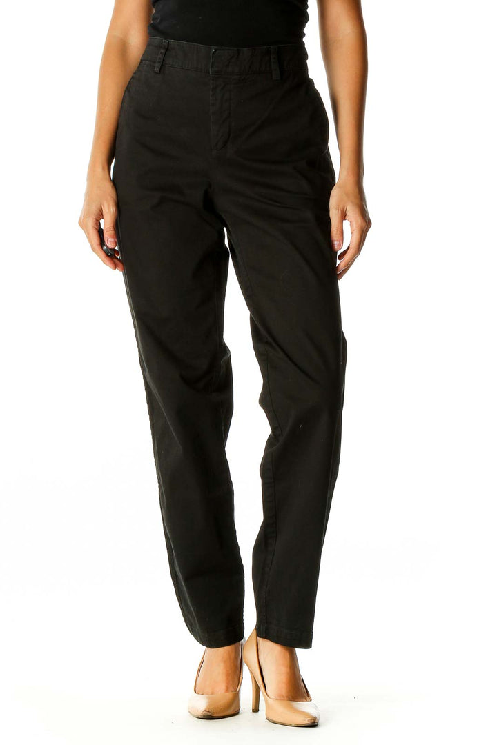 Black Solid Classic Trousers