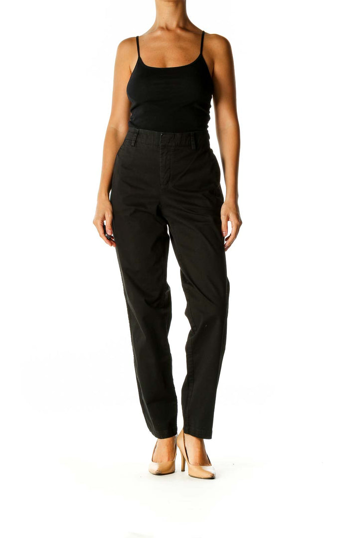 Black Solid Classic Trousers